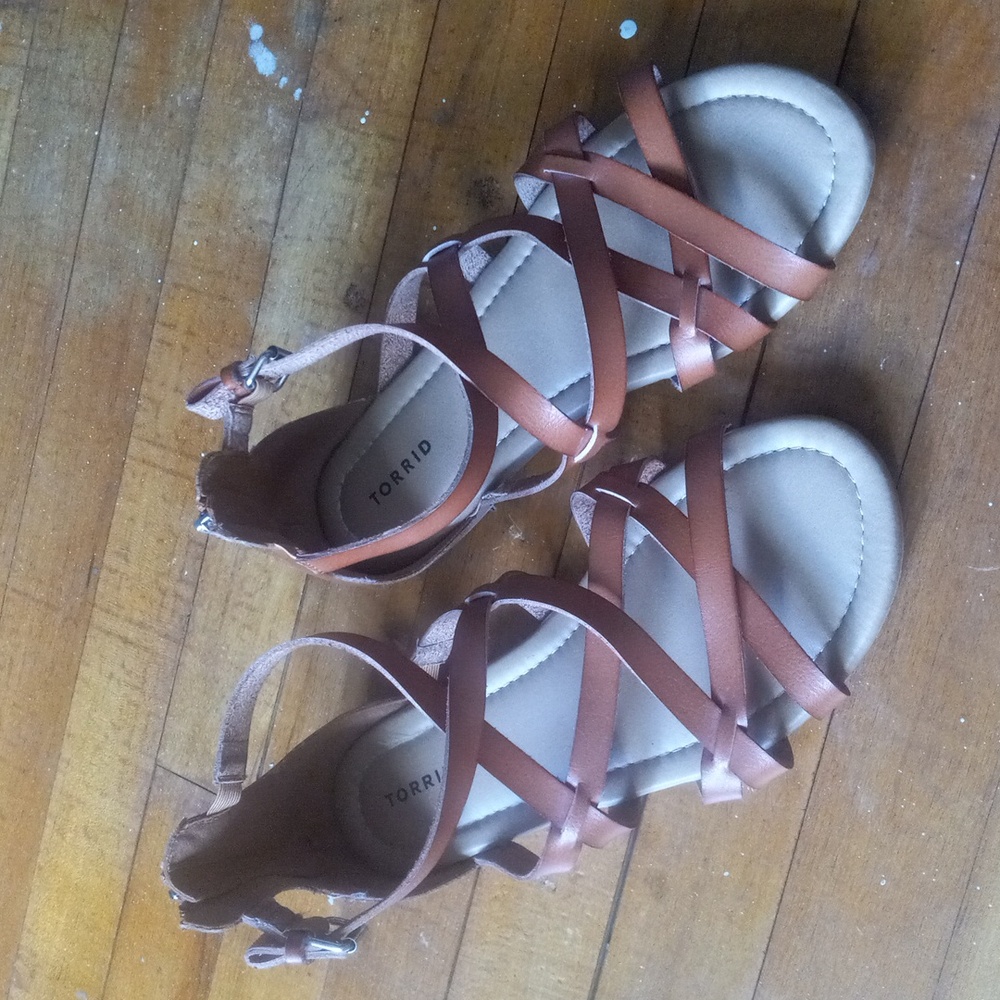 Torrid size 8.5 strappy zip sandals